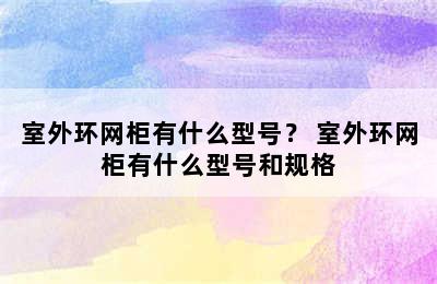 室外环网柜有什么型号？ 室外环网柜有什么型号和规格